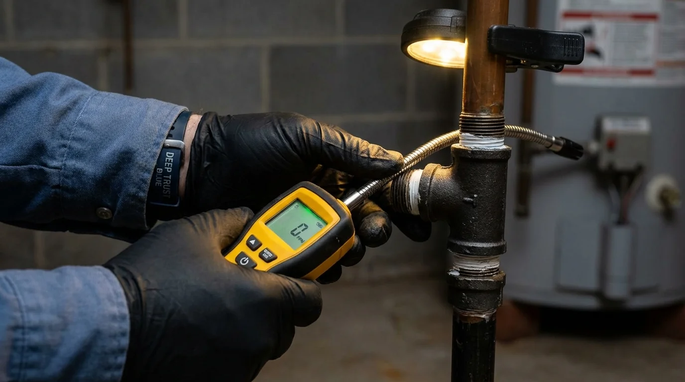 Gas leak detection with electronic sniffer by Johns Plumbing LLC in Bad Axe